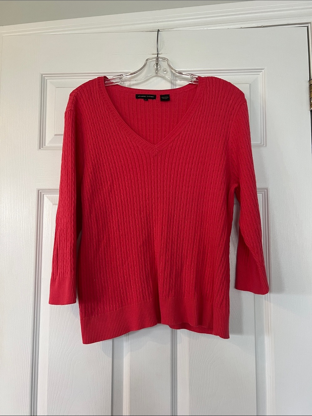 Jean Pierre coral V-Neck Ribbed Sweater